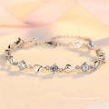 high quality copper with zircon chain,trendy silver plated brass diamond heart bracelets jewelry